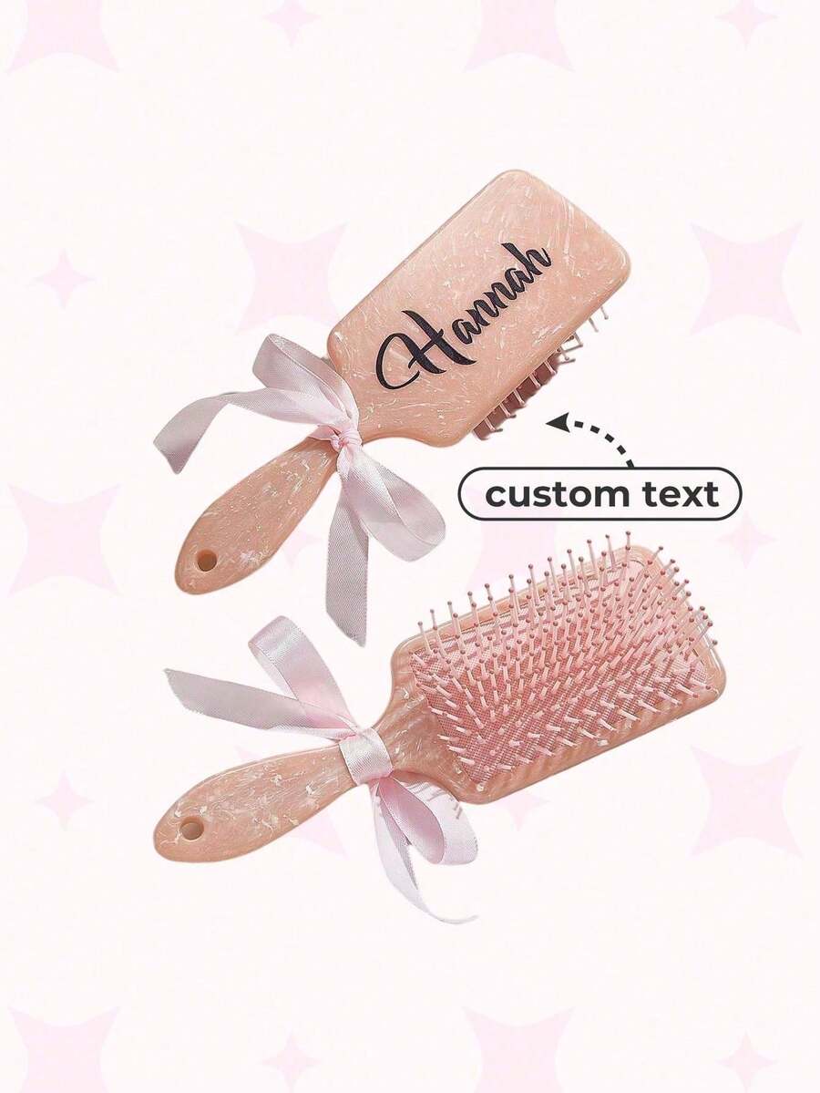 定制梳子，情人节个性化发梳，定制顺滑发梳，气垫梳，按摩梳，可定制姓名和文字，伴娘礼物，女孩生日礼物，女士气垫梳，裸粉色，周年纪念礼物，情人节礼物，生日礼物，结婚礼物 - 彩色 - 查看 1