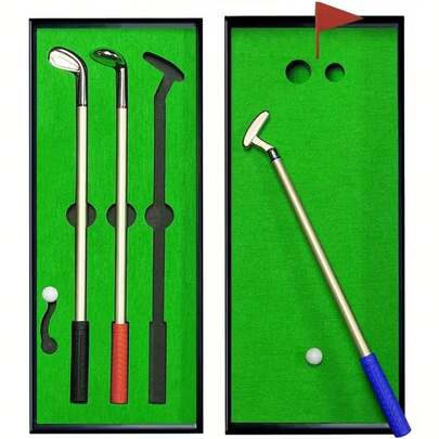 1 Set Penne da Golf e Mini Gioco da Tavolo Putter, Incluso 3 Penne a Forma di Putter, Gioco a Scacchiera - Regalo Ideale per Uomini, Padri, Capi, Colleghi - Accessori da Ufficio Divertenti e Regali per Golfisti, Forniture da Golf, Compatto, Regali d'Ufficio Creativi, San Valentino, Compleanno, Regali per Uomo, Regali di Capodanno, Regali Raffinati
