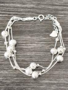 New Lightweight Luxury Layered 925 Sterling Silver Beaded Bracelet - Multicolor - View 12