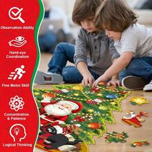 Christmas Tree Floor Puzzles For Age 3-8 Jumbo Large Jigsaw Puzzles For Toddlers Chrsitmas Suprise Gifts For Girls BoysEnhance Thinking Ability - Multicolor - View 6
