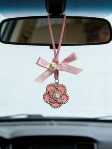 1 buc Accesorii de decorare interioară auto, Pandantiv oglindă retrovizoare auto, Lumină floare perlată din aliaj Decorare interioară auto de lux