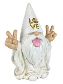 1pc Resin Crafted Garden Gnome Statue, GlitZGlam Rocker Gnome "George" Peace And Love - Brings Love To All And Your Fairy Garden - Multicolor - View 5