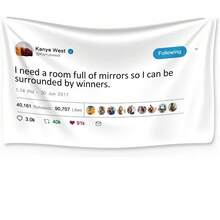 Tapestry Tweet Flags, Naps Are Awesome With Installation Tool, Funny Flags For Room College University Dorm Guys Rapper Wall Decorations Meme Gift(40x30inch/60x40inch/60x51inch/80x60inch) - 我需要一間滿是鏡子的房間 - 查看 1