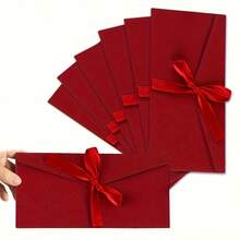 1/5/10 Peças Envelopes de Presente Elegantes Vermelhos com Laço de Fita - 8,66x4,29 Polegadas Convites de Papel Kraft, Adequados para Aniversário, Casamento, Dia dos Namorados, Dia das Mães - Perfeito para Dinheiro, Cartões e Presentes, Suprimentos de Embalagem de Presente, Embrulho de Presente para Feriados, Design de Celebração, Papel de Alta Qualidade - Violeta - Visão 5