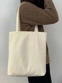 10/5/1pc Canvas Tote Bag, Women Shoulder Bag For Decoration And DIY Craft, Convenient Travel Storage Bag, Solid Color Large Capacity Travel Bag, Suitable For Students, Back To School And Teachers