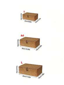 3/1pc Woven Basket With Lid, Rectangular Storage Box, Rattan Storage Basket, Toy Organizer Box, Suitable For Room, Hall, Kitchen, Bedroom Decor, Great For Christmas, Eid, Valentine's Day, Mother's Day, Gift Box - Brown - View 16