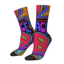 1 Pair Retro 80s  Graphic Crew Socks - Bold Neon Colors (Pink, Blue, Yellow, Orange, Black) - Seamless Breathable Socks With Stretchy Spandex Blend - Machine Washable Unisex Gift For Men & Women - Birthday, Anniversary Present - Funky Casual Attire, Playful Sock Design, Durable Material, Fashion Enthusiasts - [多色的] - 查看 4