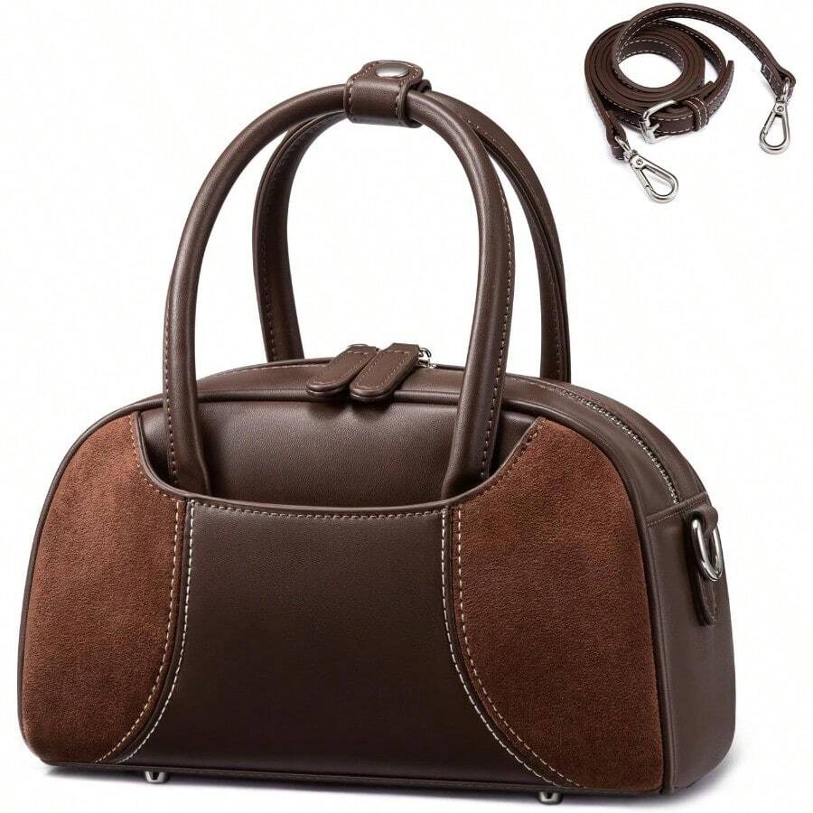 Bolso de hombro para mujer LOVEVOOK - Bolso de mano vintage de estilo de béisbol con acolchado de moda para uso diario - Marrón - Ver 1