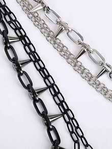 1 Piece, Hip-Hop Punk Star-Shaped Pendant Waist Chain, Street Fashion Metal Chain, Unique Butterfly-Shaped Pants Chain, Street Dance Denim Waist Chain, Fashionable And Versatile Metal Pants Accessory - Multicolor - View 3