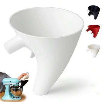 KitchenAID 搅拌机面粉漏斗，带倾倒嘴和防溢设计 - 兼容 KitchenAID Artisan KSM150 和 5 夸脱倾斜式搅拌机，耐用塑料配件，符合人体工程学的手柄和稳定的底座，可实现精准烘焙 - 易于清洁
