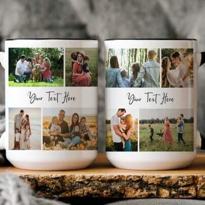 1pc 11oz Custom Photo Collage Mug, Personalized Picture Coffee Mug With Text, Custom Family Photo Gift For Mom, Mothers Day Custom Mug