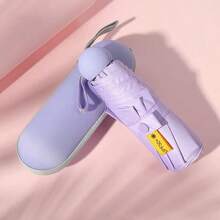 1pc Mini Multi-Color Folding Umbrella, Portable Pocket Umbrella For Sunny And Rainy Days, UV Protection, Suitable For Daily, Outdoor, Travel, Sports, Beach, Picnic, 6 Metal Ribs, Plastic Handle, Basic Style Parasol - Light Purple - View 11