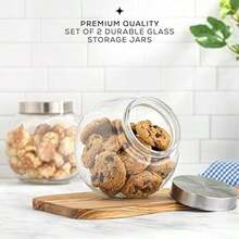 JoyJolt Tarro de galletas de todos los lados JoyJolt. Juego de 2 tarros de galletas para mostrador de cocina con tapas, tarro de caramelos, contenedor de golosinas para perros(default) - Multicolor - Ver 2