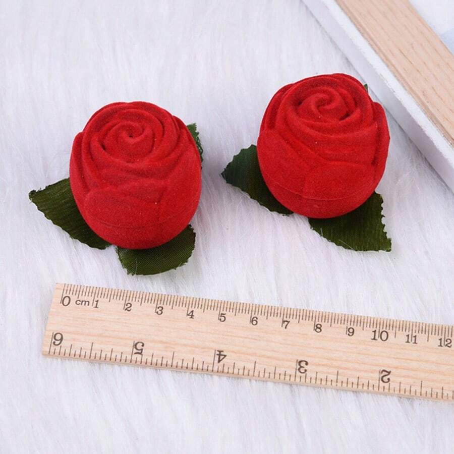 1 hộp đựng nhẫn hoa hồng nhung, thích hợp làm quà tặng ngày lễ tình nhân, quà tặng lãng mạn