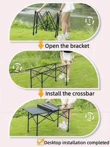 Ultralight Outdoor Compact Camping Side Table Folding Camp Table Portable Roll Up Table With Carry Bag Small Table For Backyard, Indoor, Grilling, BBQ - Silver Black - View 10