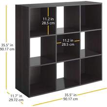 9 Cube Storage Organizer, 3 Tier Stackable Mdf Wood Bookcase, Open Storage Display Bookshelf, Storage Cabinet For Living Room, Bedroom, Home, Office, 35.5"L X 11.7"W X 35.5"H, Espresso - 濃縮咖啡 - 查看 4