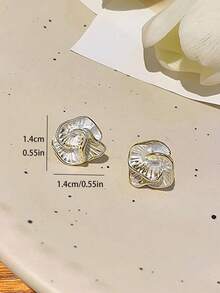 1 Pair Black Camellia Earrings, Lightweight Luxury, Elegant Minimalist, Fashionable Versatile, Niche High-End, Suitable For Women's Daily Wear And Holiday Occasions - White - View 6