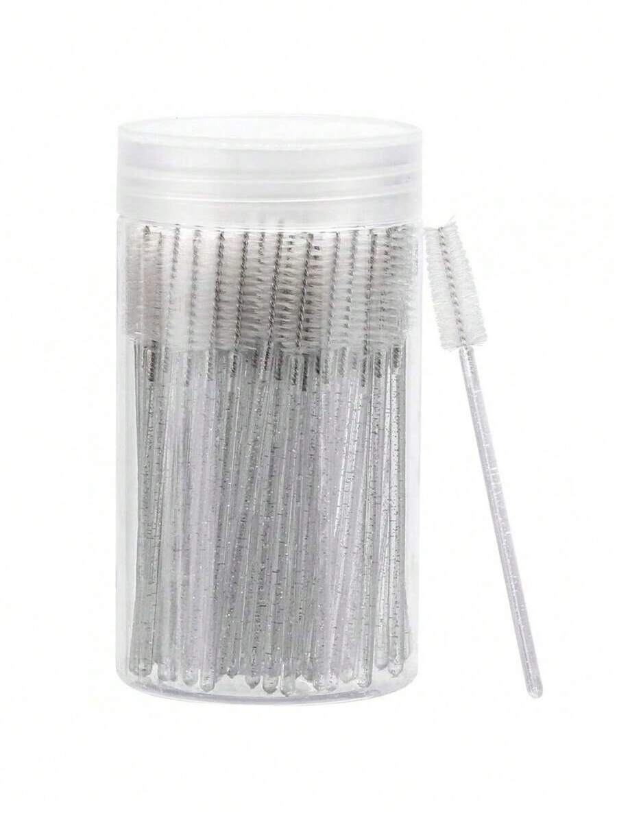 200/100/50/10pcs Set Eyelash Brush, Mascara Brush, Flexible Disposable Eyebrow Brush, Eyelash Extension Brush, Eyebrow Brush, Castor Oil Brush (Crystal White) - White - View 1