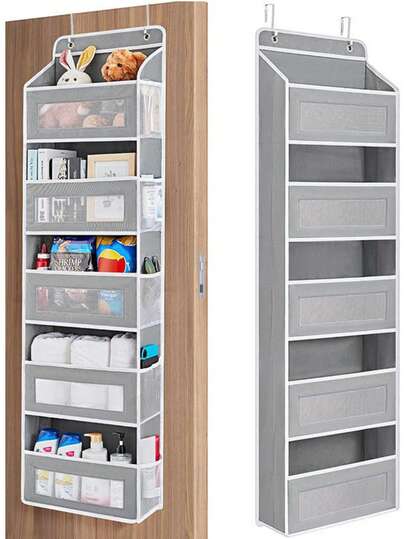 1pc Multi-Functional Over-The-Door Storage Bag, Single/Triple/Five Layer Hanging Organizer Bag With Transparent Window, Space-Saving For Home, School, Bathroom, Bedroom, Kitchen, Dorm, RV And More