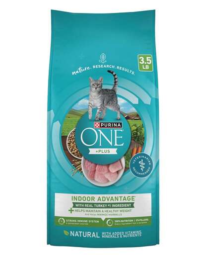  Purina ONE Natural, Low Fat, Weight Control, Indoor Dry Cat Food, +Plus Indoor Advantage - 3.5 Lb. Bag, New Year Refresh, Cat Nutrition Essentials
