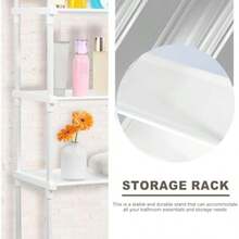 M.M.B Estante de Baño sobre Inodoro 3 Niveles Moderno y Minimalista con 3 Estantes y Ganchos y Portarrollos para Almacenamiento en el Baño(White) - Multicolor - Ver 4