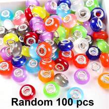 50/100 件硅胶大孔珠 - 各种裂纹亚克力隔珠，适用于 DIY 手链、项链、钥匙扣 - 耐用珠宝制作用品 - 彩色 - 查看 28