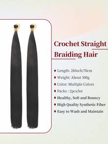 2pcs Bone Gradient Straight Crochet Hair Synthetic Braiding Hair Bulk 28inch Pre Stretched Braiding Hair Extensions Crochet Box Braids Hair - Multicolor - View 4
