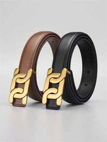 女士复古休闲时尚 2.5 英寸光滑扣字母 C 腰带，多功能商务腰带，牛仔裤腰带，适合日常通勤、休闲穿着、派对、舞会或作为礼物。 - 彩色 - 查看 3