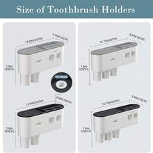 Toothbrush Holders Wall Mounted, Toothbrush Holder With Automatic Toothpaste Dispensers, 6 Brush Slots, 5 Magnetic Cups,1 Cosmetic Drawer Organizer And 1 Large Storage Tray - Grayish White - View 6