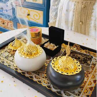 1件中东轻奢陶瓷寺庙顶香炉，家居客厅玄关桌面装饰香薰炉