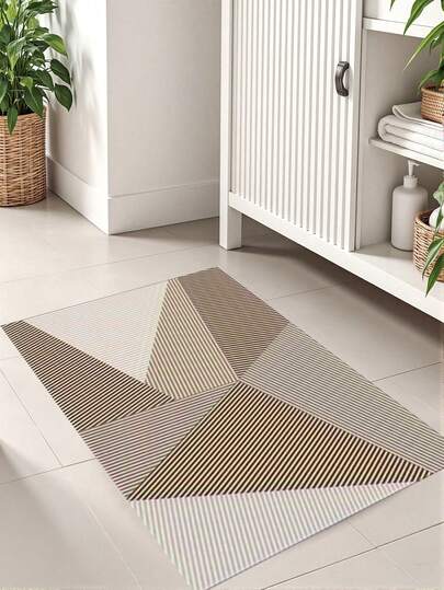 1pc, Bathroom Absorbent Diatomaceous Earth Mat, Shower Room Quick Drying, No Washing, Wear-Resistant And Anti Slip Soft Pad, Household Toilet Door Simple Line Anti Slip Absorbent Mat, Suitable For Bathrooms, Toilets, And Washrooms