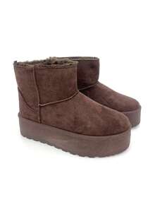 Giày đi tuyết nữ mùa Thu/Đông 2024 mới, kiểu dáng slip-on, đế dày, giày lót bông đa năng thích hợp cho hoạt động ngoài trời. - Nâu YY258-2 - Xem 8