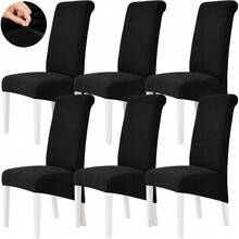 High Elasticity Detachable 6-Piece Chair Cover, Universal Type Suitable For Restaurant Kitchen Hotel Dining Chair Protection Cover - Paquete de 6 negro - Ver 1