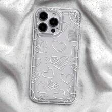 Funda para teléfono con diseño de corazones grises y elementos de amor, compatible con iPhone 16, 15, 14 Pro Max, 13, 12, 11, XR y XS Plus. Fabricada en silicona TPU, ofrece protección contra golpes y caídas, además de una excelente sensación al tacto. Es el regalo ideal para familiares, amigos y seres queridos. - transparente - Ver 2