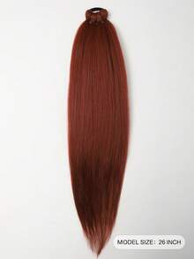 1pc 26 Inch Synthetic Ponytail Extensions Natural Braided Pony Tail Hairpiece Long Straight Rubber Band Hair For Women - Multicolor - View 3