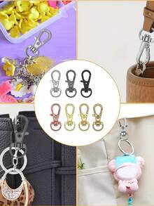 100pcs Christmas Lobster Clasp Keychains, 50pcs Key Chains, 50pcs Keyrings, DIY Craft, Valentine's Day Gift, Unisex, 1.25 Inch/32mm (10pcs Lanyards + 10pcs Keyrings) - Gold - View 4