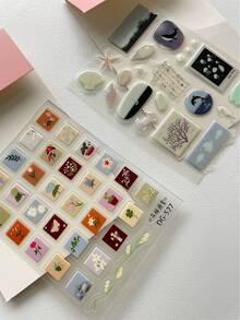 1pc Simple Solid Color Sticker, Cute Cartoon Ocean World Window Sticker With Seashells And Starfish, Suitable For Decorating Phones, Tablets - Multicolor - View 4