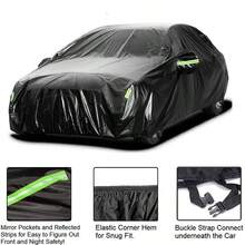 The Total Black Color Of The 190T Car Has Been Renovated In Gold, Made Of Polyester And With Reflective Rays - Black - View 6