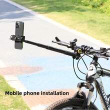 适用于 GoPro/Action/Insta360 的铝合金自行车相机支架套装 - 包括 1.2 米伸缩式偏心锁延长杆和通用车把夹 | 重型 1/4 英寸螺纹支架，适用于摩托车/自行车骑行、户外拍摄和 Vlog