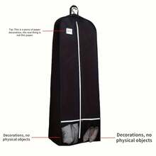 高级帆布婚纱收纳袋，带拉链 - 防潮防尘，可悬挂收纳婚纱，附赠鞋袋