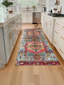 1 pieza Alfombra de cocina con patrón de mariposa y floral dorado, alfombra de lujo moderna absorbente y antideslizante para la cocina, alfombra de pasillo, decoración de cocina pequeña, alfombra para fiestas y reuniones en el hogar, felpudo de entrada interior, alfombra de cocina gruesa y cómoda sin olor, alfombra decorativa antideslizante para la cocina - Multicolor - Ver 6