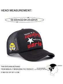 2025 New Creative Personalized Breathable Mesh Hat World Letter Anger Embroidered Skateboarding Hat Street Fashion Hip Hop Hat Outdoor Sports Sunshade Hat Daily Commuter Decorative Hat Male Female Casual Baseball Hat