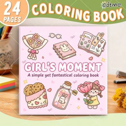 GDTME Children's Drawing Book GIRL'S MOMENT : Bold-Easy Patterns Coloring Book For Adults Cute Drawing Book Perfect Gift For Valentine's Day, Christmas Party, Halloween And Birthday-Cute & Simple Patterns Coloring For Stress Relief: Suitable For Friends Who Love Coloring And Back To School(Cozy Space Coloring)