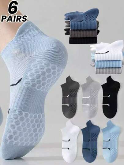 6 đôi tất ngắn nam, tất thể thao thấm hút mồ hôi, kháng mùi, tất mỏng unisex.