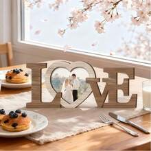 1pc Heart-Shaped Wooden Photo Frame - 25*10.5cm, Natural Wood Grain, Couples & Home Decor - Romantic Valentine's Day Gift, Christmas Love Memorabilia, New Year Warm Decoration, Anniversary Attention-Grabbing Gift, Winter Cozy Home Decor - Multicolor - View 6