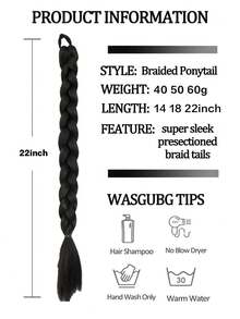 1pc Long Braided Wig, Fashion Synthetic Braided Ponytail For Women - Multicolor - View 2