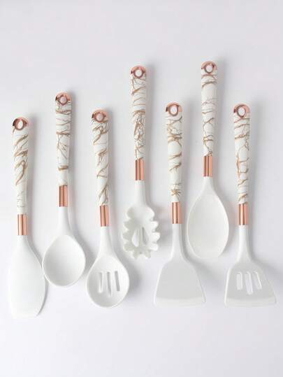 4pcs/8pcs Silicone Cooking Utensil Set, Kitchen Tools Include Spatula, Slotted Spoon, Ladle, Scraper, Turner, Heat Resistant & Easy To Clean, Suitable For Frying And Cooking