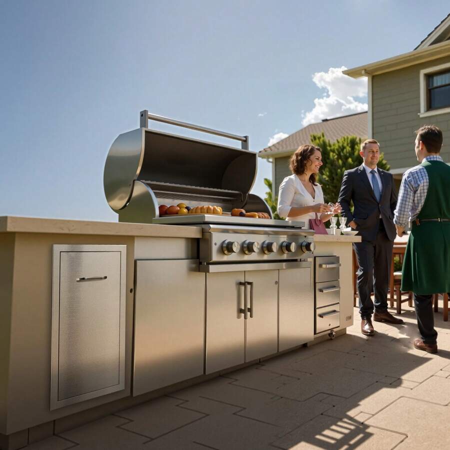 Outdoor Kitchen Trash Drawer, 13.54"W X 19.61"D X 25.79"H Interior Storage, Multi-Purpose Outdoor Kitchen Drawers Stainless Steel, 55 Lbs Max Capacity Per Tier, For Outdoors BBQ Island Kitchens - 14.5"W*26.5"H*18.5"D - View 1