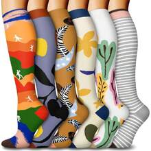 6 Pairs Compression Socks For Women & Men 15-20Hg Graduated Support Knee High Socks For Nurses, Travel, Athletic,36065405 - Màu xanh Bạc hà - Xem 1