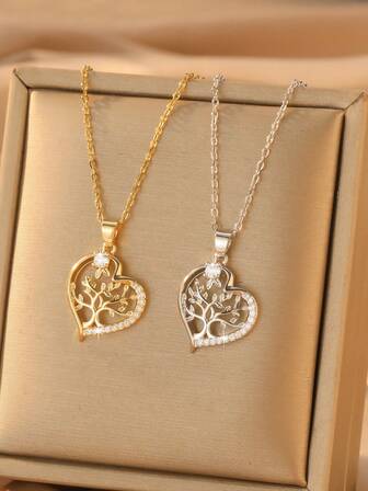 1 pieza Collar con colgante en forma de corazón para mujer/mamá, elegante, adecuado para el Día de la Madre, Navidad, aniversario, cumpleaños, uso diario